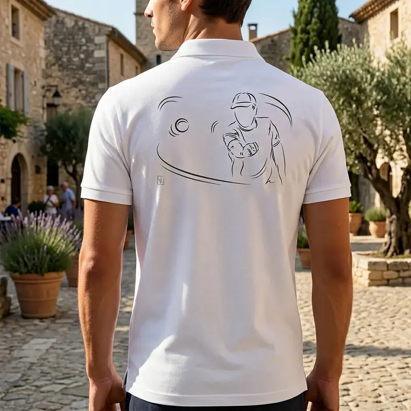 Polo Pétanque - Modèle Carreau - Texte à Personnaliser côté Cœur