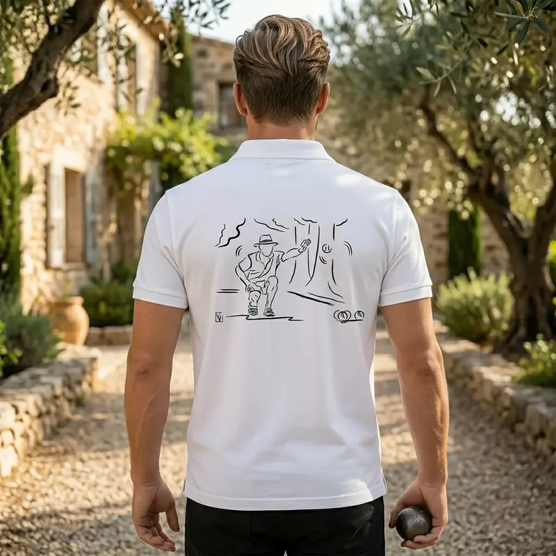 Polo Pétanque - Modèle Provence - Texte à Personnaliser côté Cœur