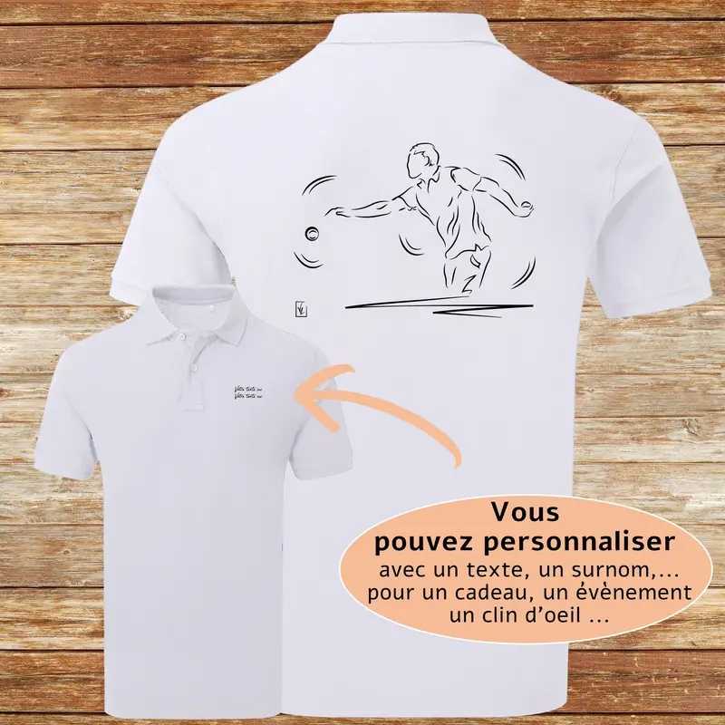 Polo Pétanque Tirs ou Pointes 220g - Homme Femme - Personnalisable