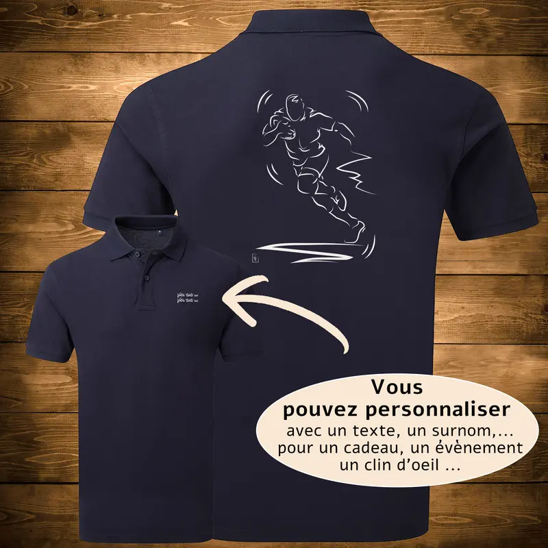 Polo Rugby Placage Rugbyman Sport - Homme Femme - Personnalisable