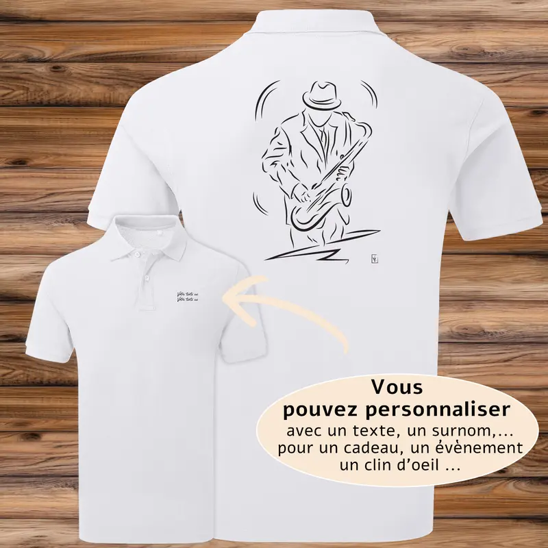 Polo Saxophone Jazz Musicien Saxophoniste - Homme Femme - Personnalisable
