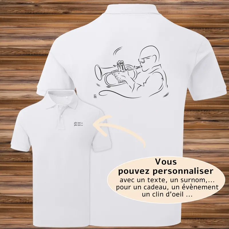 Polo Trompette Musicien Trompettiste Jazz - Homme Femme - Personnalisable