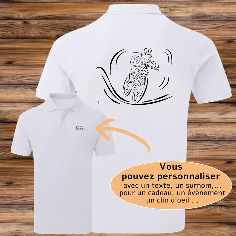 Polo Vélo VTT Cross Country Graphisme Cyclisme - Personnalisable