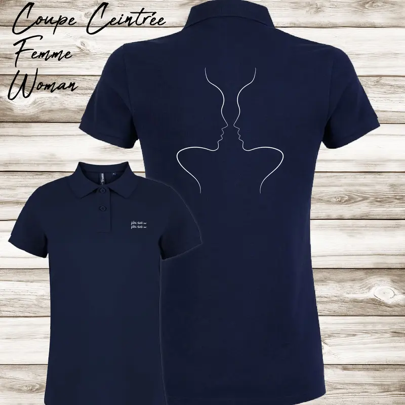Polo Visages Femme  Esquisse Trompe-l'œil - Homme Femme - Personnalisable