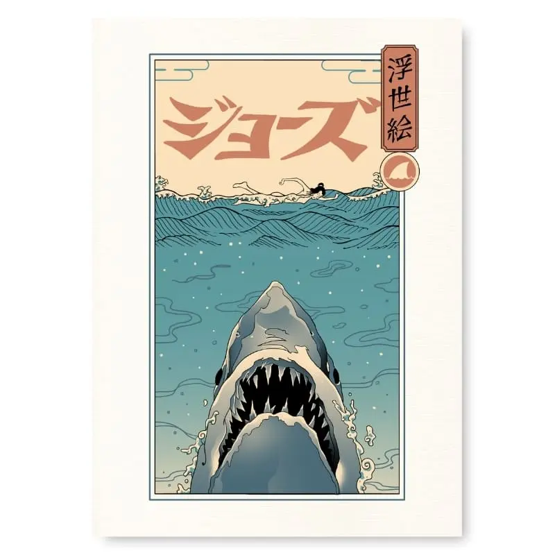 Póster Japonés Ukiyo-e Ataque de Tiburón