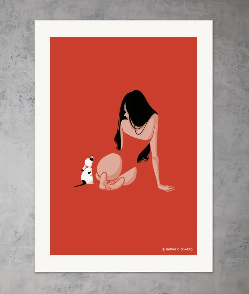 Poster La pin up au chien by Nathalie Jomard