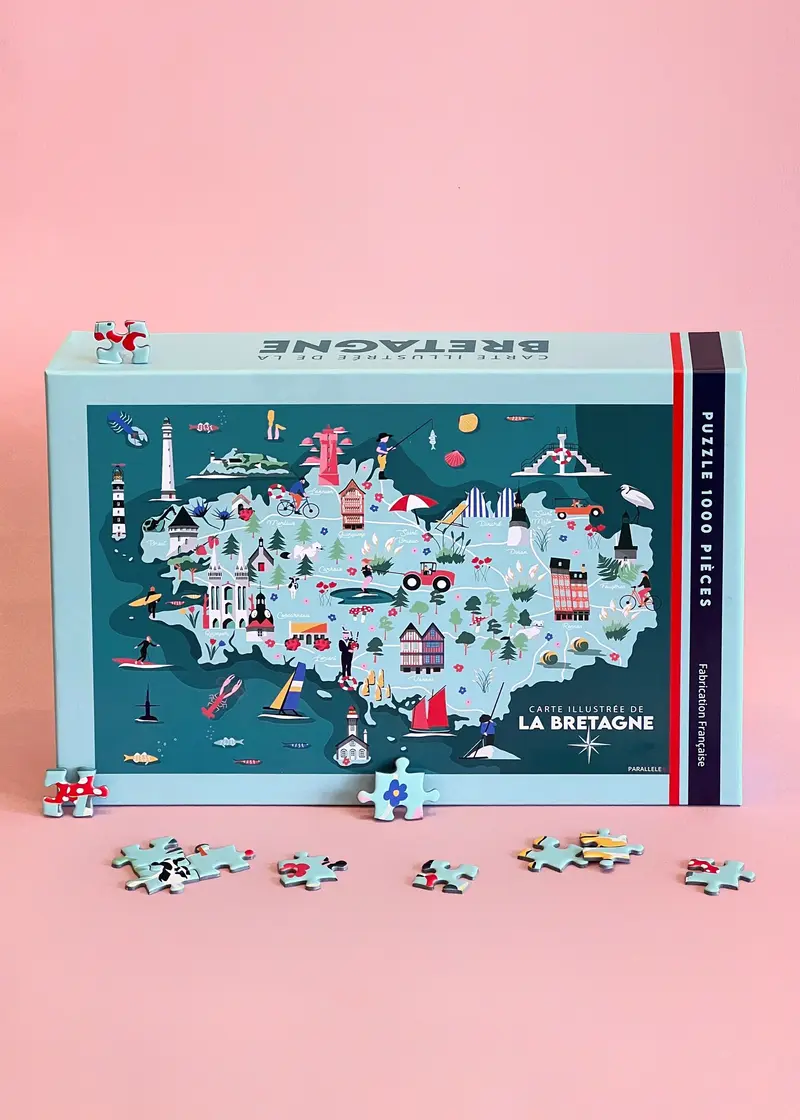 Puzzle 1000 pièces - Carte illustrée de la Bretagne