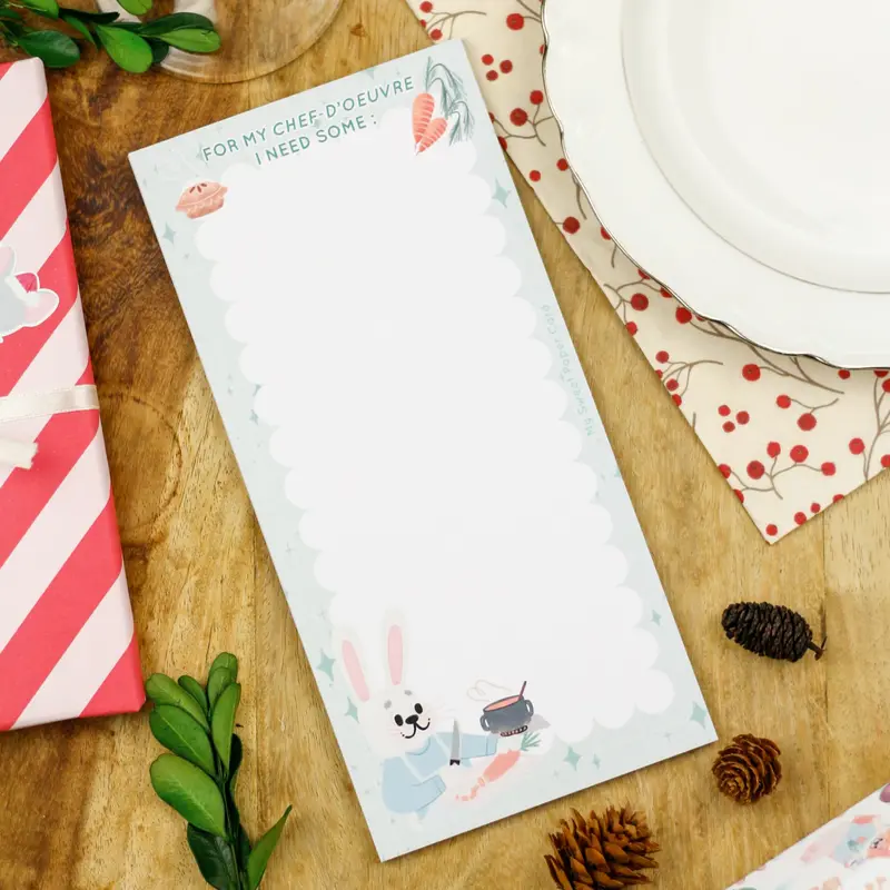 Rabbit Chef groceries list notepad - For my chef-d'oeuvre I need some...