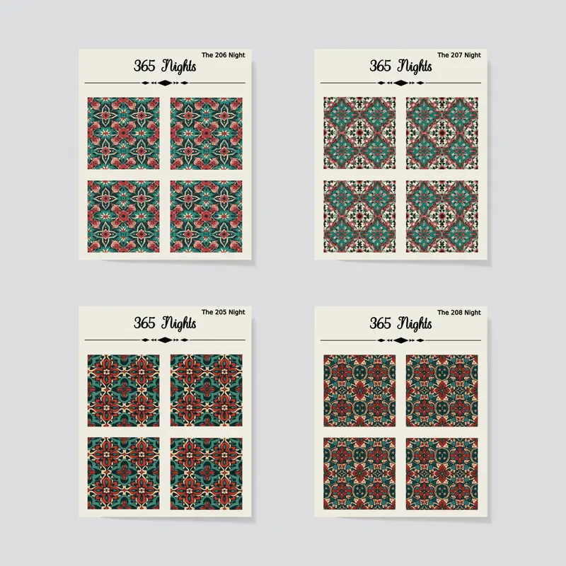 Red & Green Mediterranean Tiles Washi Sticker Pack