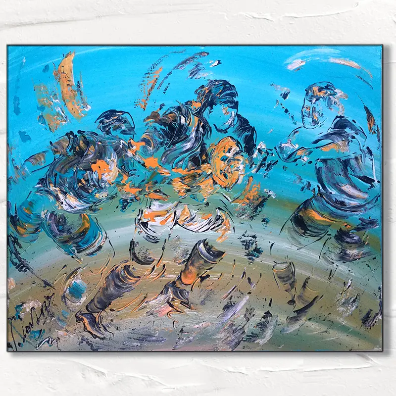 Rugby Sport - Peinture sur toile 55x46cm
