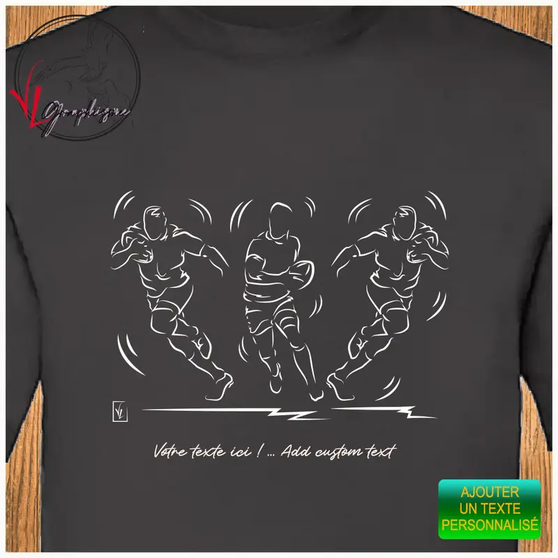 Rugby trio rugbymans sur T-shirt