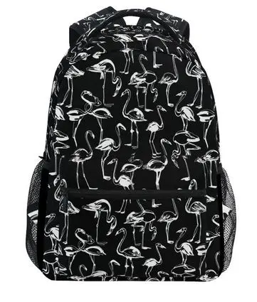 Sac à dos Flamant Rose Noir & Blanc