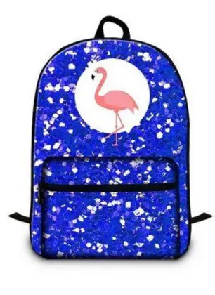 Sac à Dos Flamant Rose Paillettes Bleu