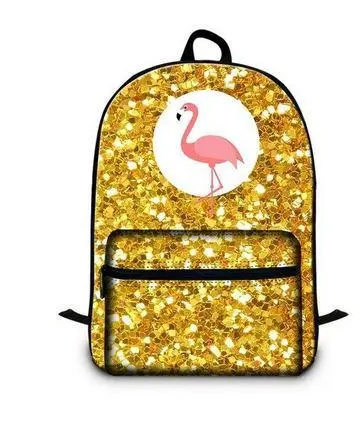 Sac à Dos Flamant Rose Paillettes Doré