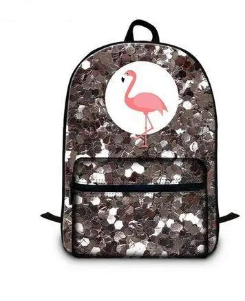 Sac à Dos Flamant Rose Paillettes Gris