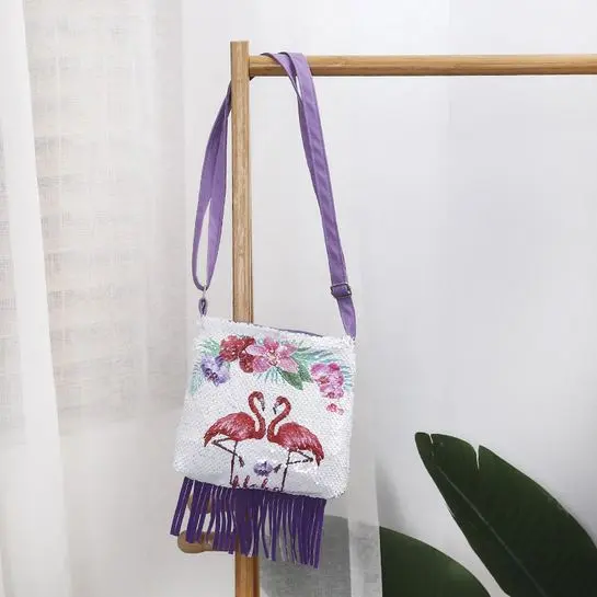 Sac Bohème Flamant Rose Sequin Parme