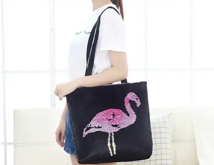 Sac Bohème Flamant Rose Sequin Rose
