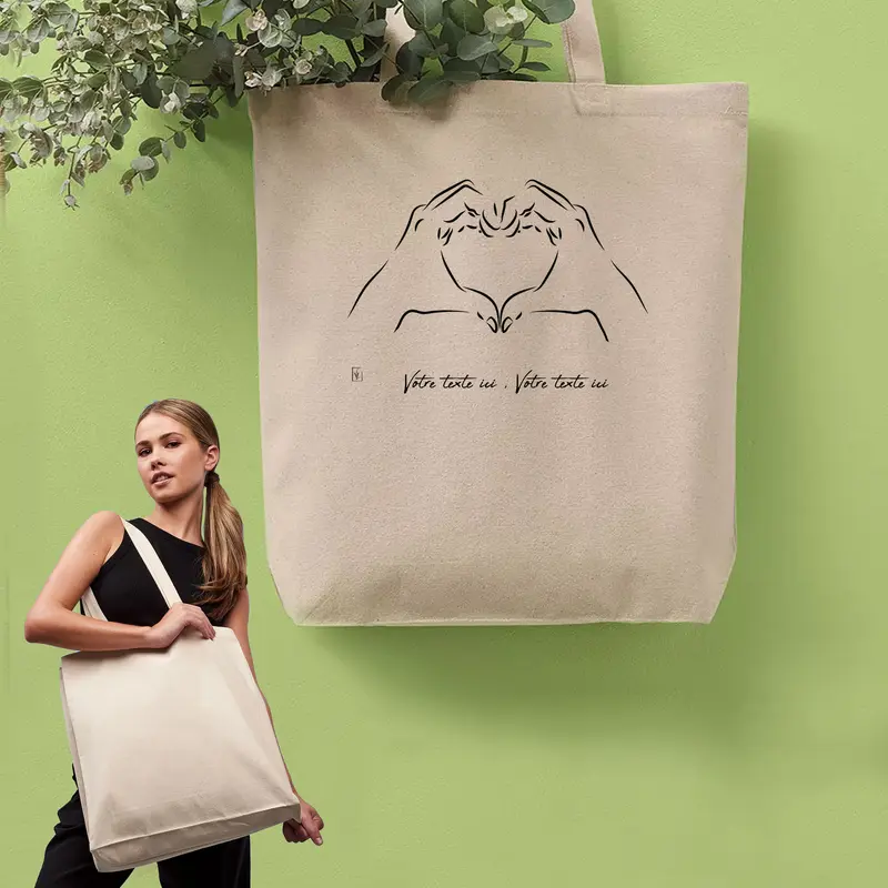 Sac Cabas Cœur avec les Mains - Spacieux 21L Personnalisable
