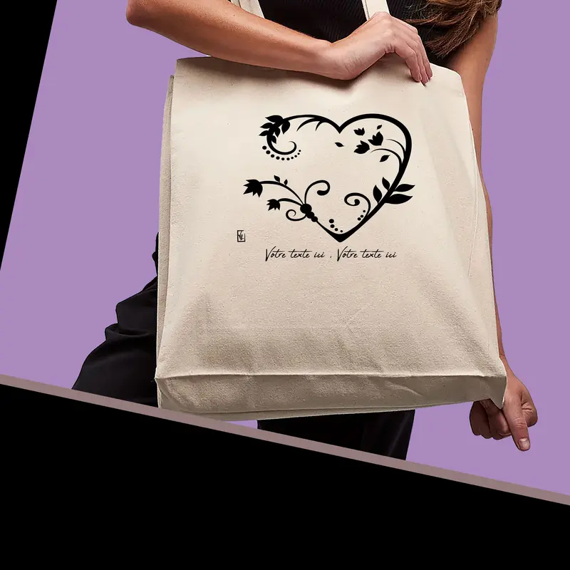 Sac Cabas Cœur de Fleurs - Spacieux 21L Personnalisable