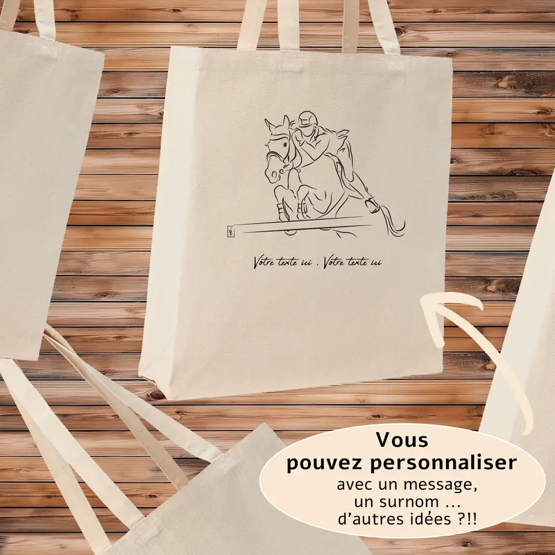 Sac Cabas Équitation Saut d'Obstacle - Spacieux 21L Personnalisable Cheval