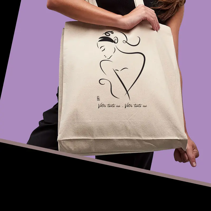 Sac Cabas Esquisse Femme au Bandeau - Spacieux 21L Personnalisable