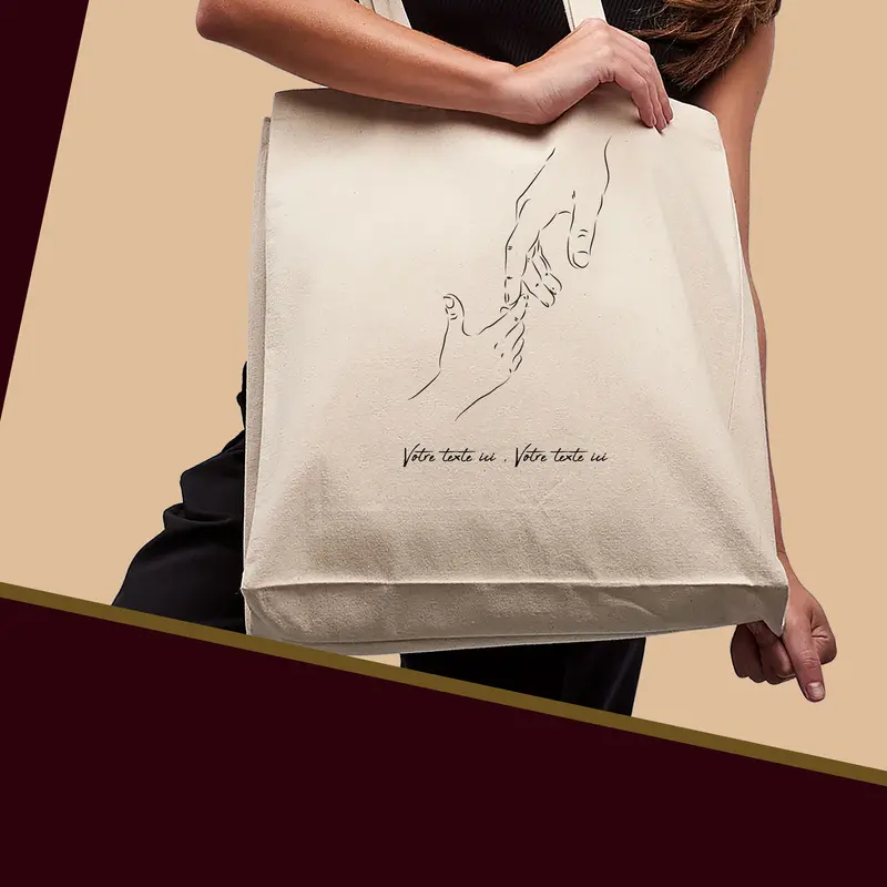 Sac Cabas Main dans la Main Adulte Enfant - Spacieux 21L Personnalisable