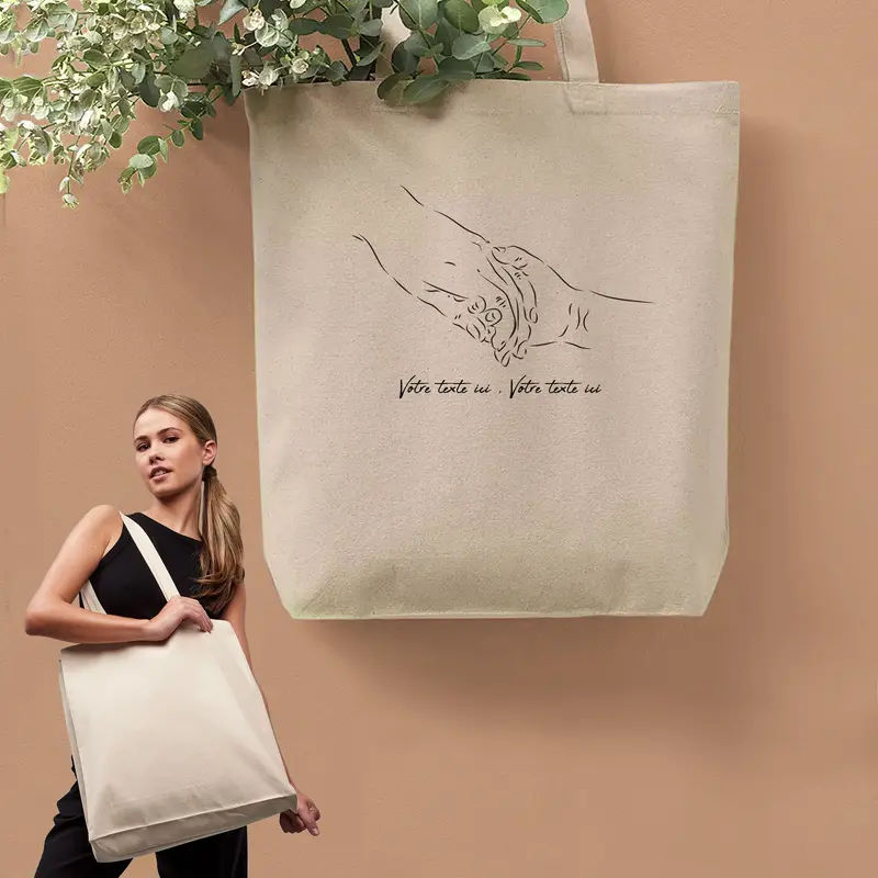 Sac Cabas Main dans la Main Enfant Adulte - Spacieux 21L Personnalisable
