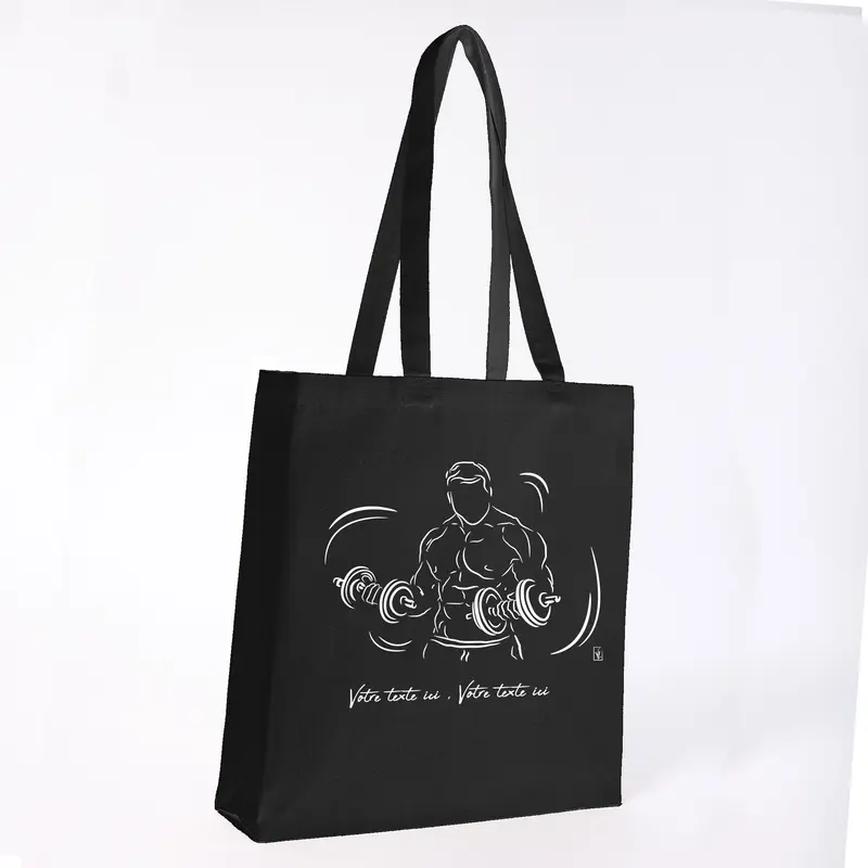 Sac Cabas Musculation Double Haltères - Spacieux 21L Personnalisable