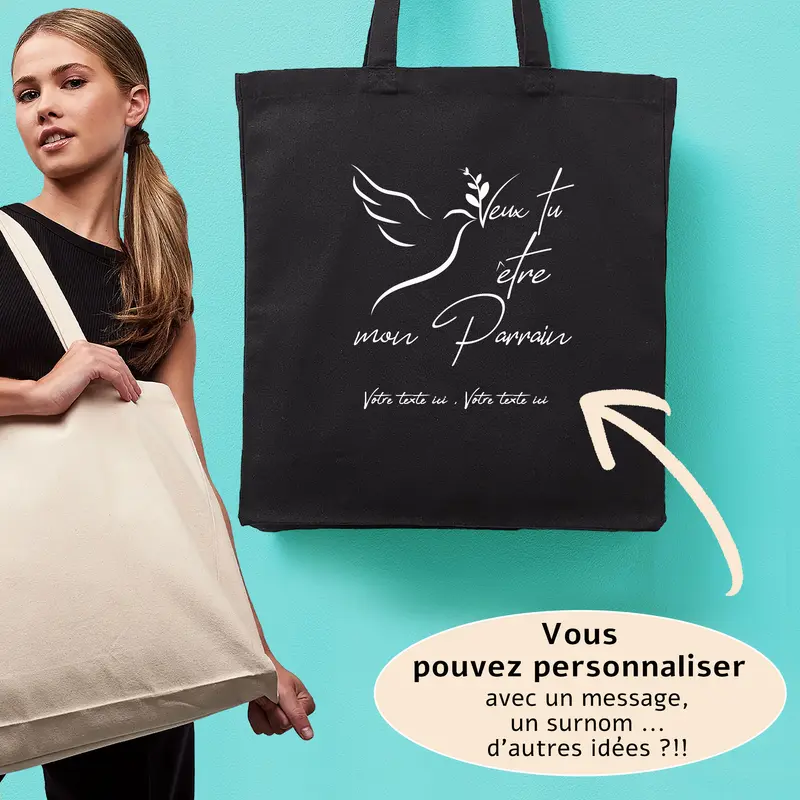 Sac Cabas Naissance Parrain - Spacieux 21L Personnalisable