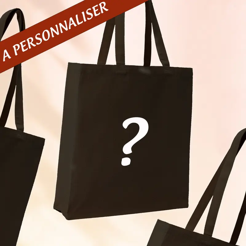 Sac Cabas Noir spacieux 21L - Personnalisable Texte au Choix