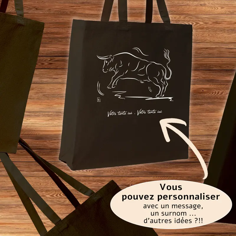 Sac Cabas Taureau Course - Spacieux 21L Personnalisable