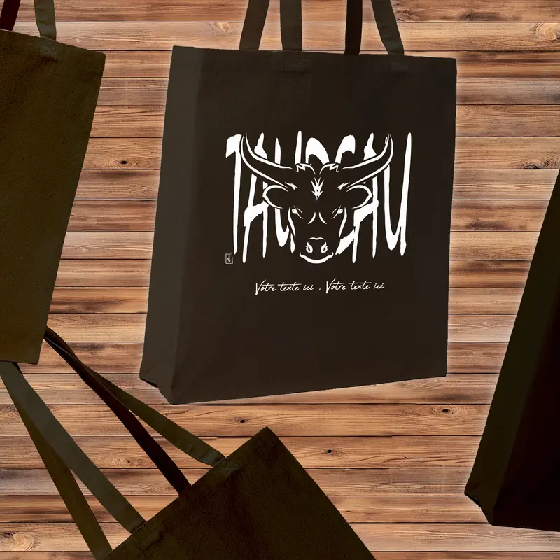 Sac Cabas Taureau Dessin Lettre - Spacieux 21L Personnalisable