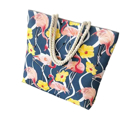 Sac de Plage Flamant Rose Fleurs