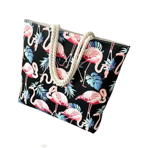 Sac de Plage Flamant Rose Noir