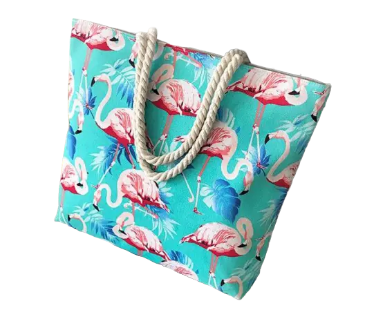 Sac de Plage Flamant Rose Turquoise
