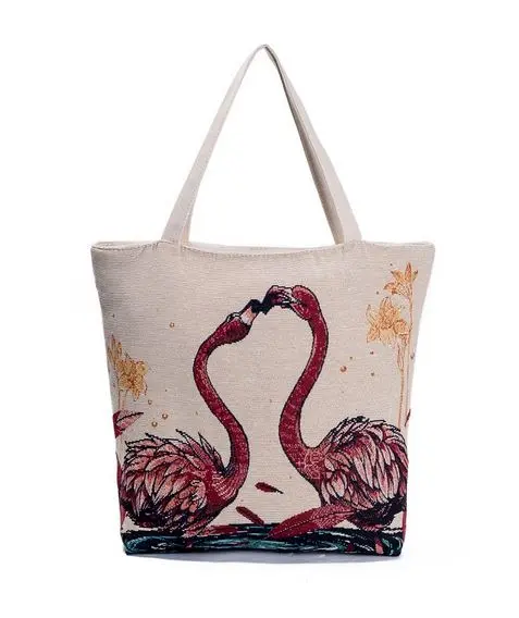 Sac Flamant Rose Broderie Bisous