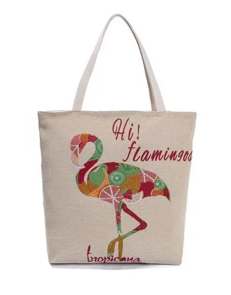 Sac Flamant Rose Broderie Exotic