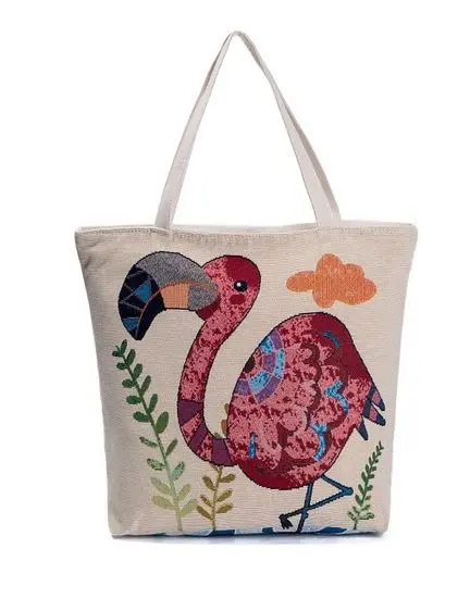 Sac Flamant Rose Broderie Humour