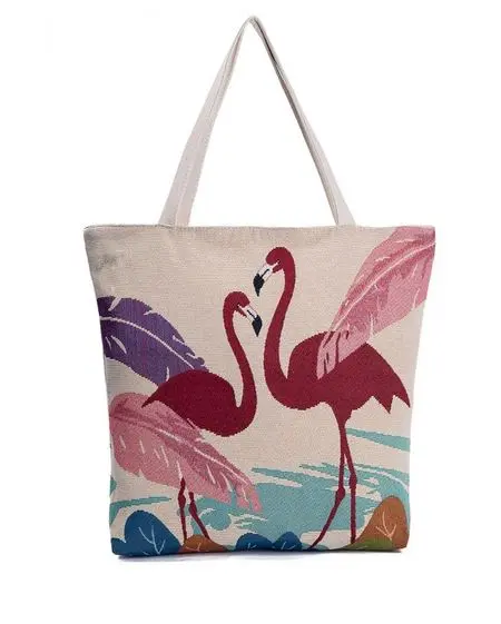 Sac Flamant Rose Broderie Plumes