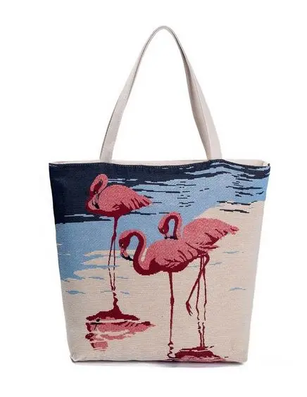 Sac Flamant Rose Broderie Trio