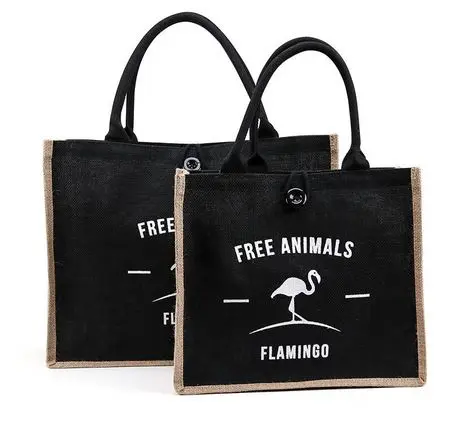 Sac Fourre-tout Noir Flamant Rose