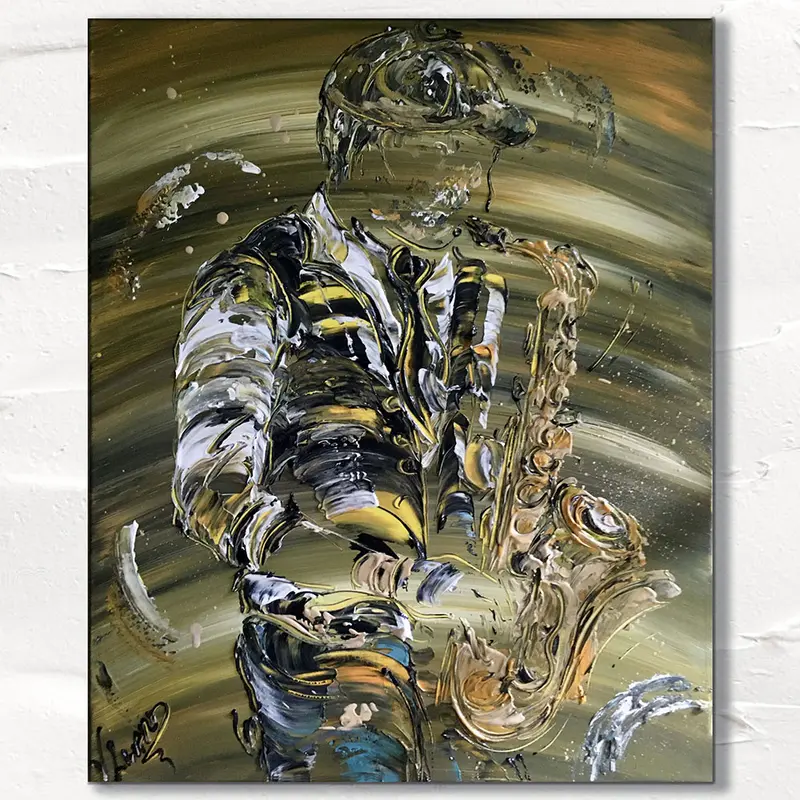 Saxophoniste - Peinture sur toile 50x61cm