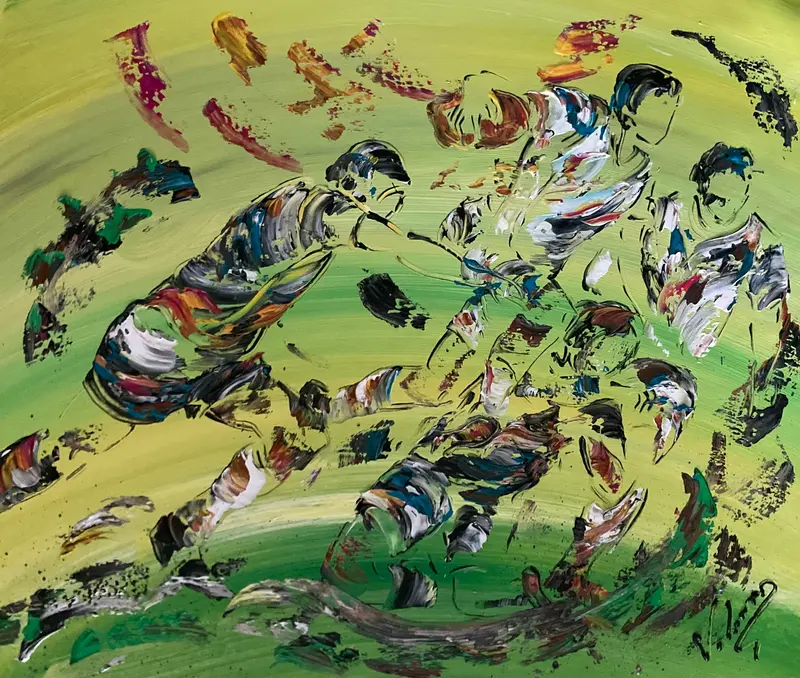Scène rugby- Peinture sur toile 55x46 cm
