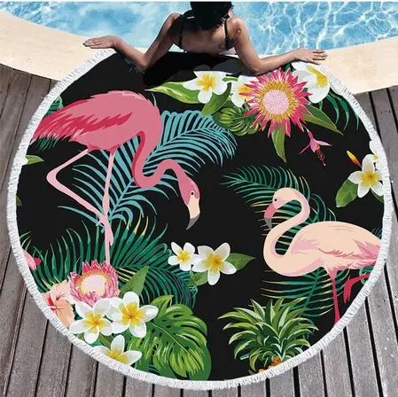 Serviette de Plage Flamant Rose Ronde