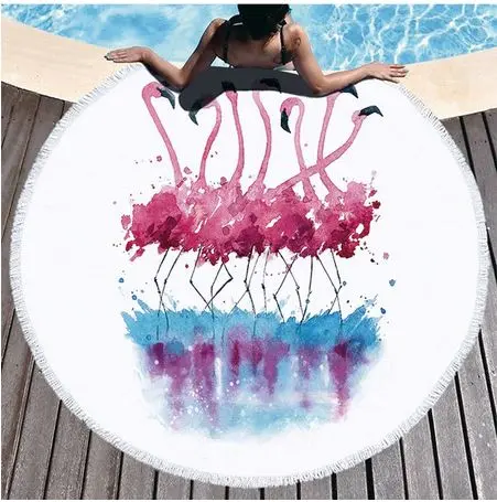 Serviette de Plage Ronde Enfant Flamant Rose