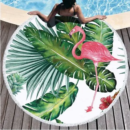 Serviette de Plage Ronde Flamant Rose Adulte