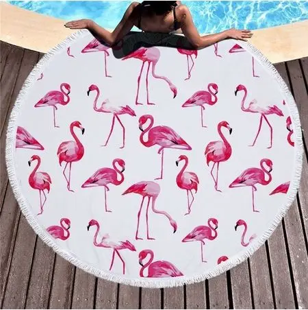 Serviette de Plage Ronde Flamant Rose Camargue