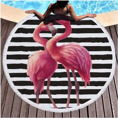 Serviette de Plage Ronde Flamant Rose Femme