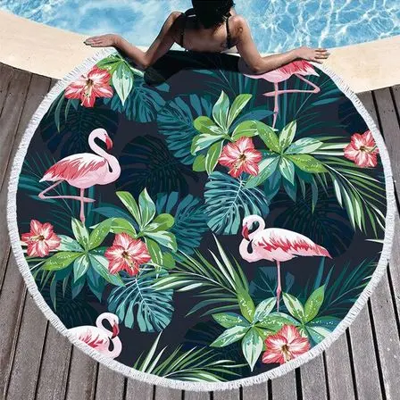 Serviette de Plage Ronde Flamant Rose Florida
