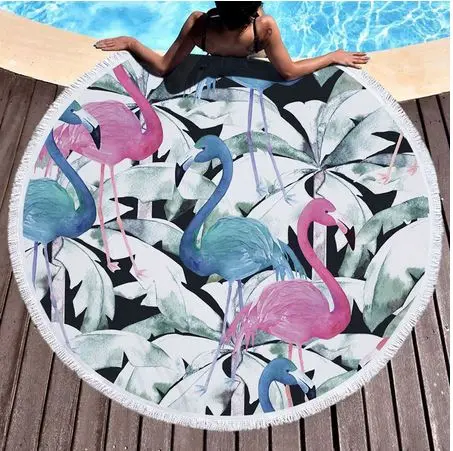 Serviette de Plage Ronde Flamant Rose Originale